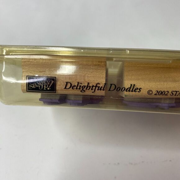 2002 Stampin' Up! Delightful Doodles Card Making Rubber Mounted Stamp Set of 4 - Picture 4 of 4